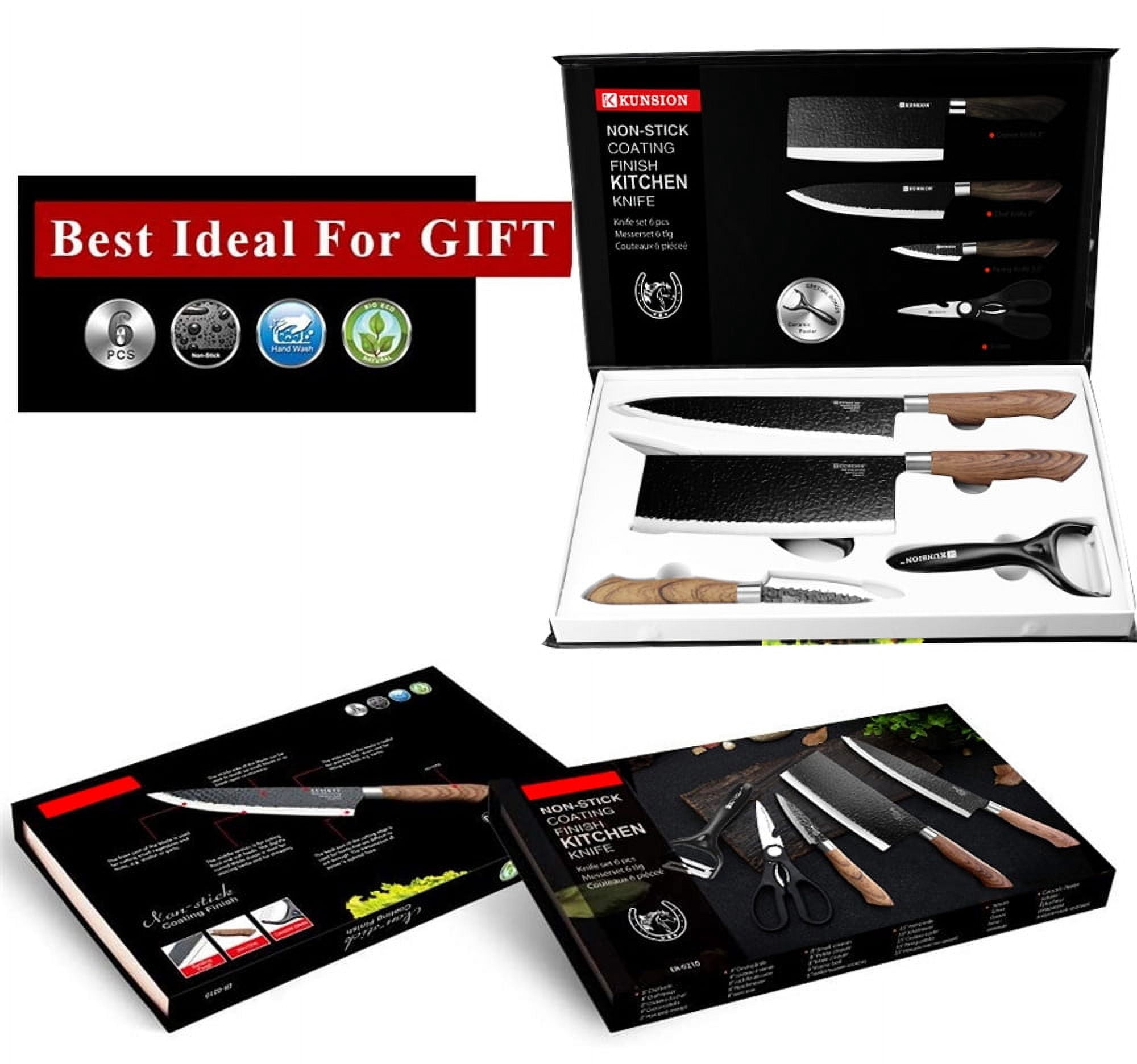 Myvit Chef Knife Set for Kitchen,Stainless Steel Nakiri Knife with Scissor and Peeler Gift Case