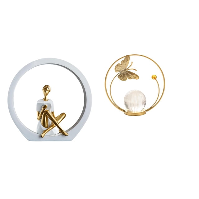Encantadora figura de niña de cristal, escultura de metal para dormitorio, escritorio, centro de mesa, adorno abstracto, estantería versátil, decoraci
