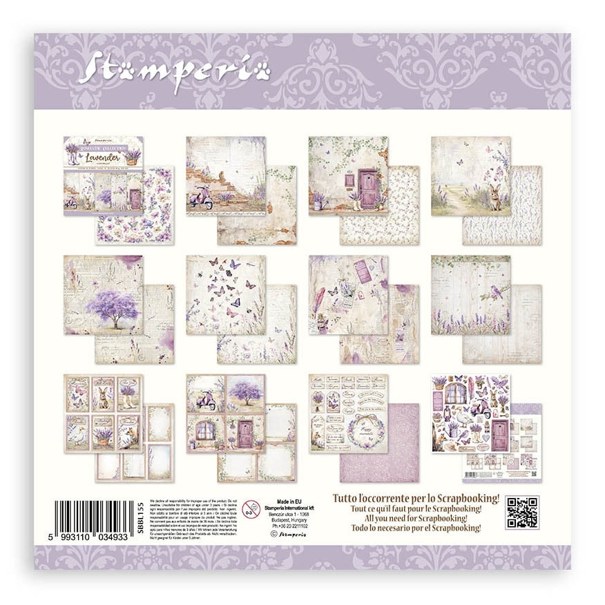 Stamperia Double-Sided Paper Pad 12"X12" 10/Pkg-Lavender, 10 Designs/1 Each