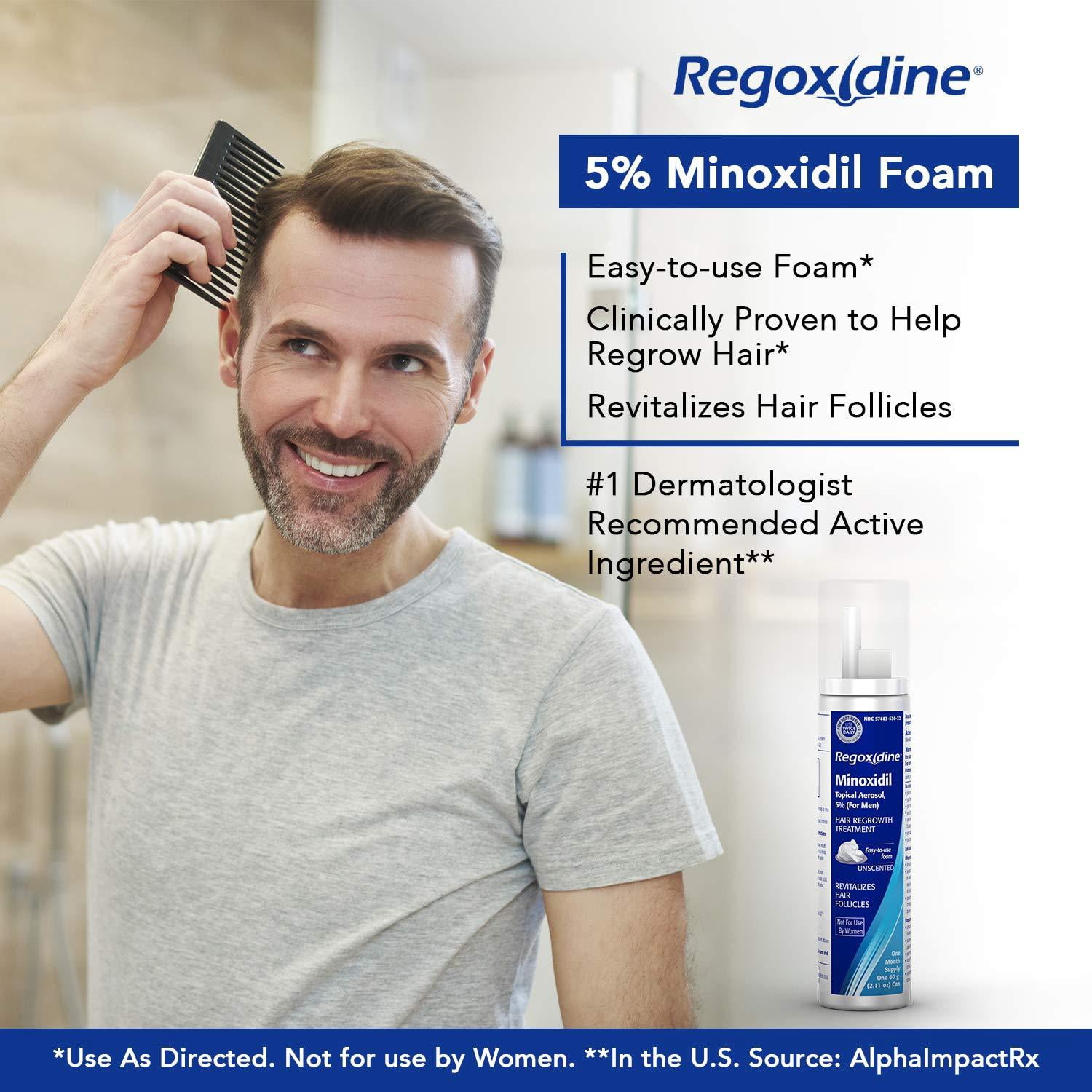 Buy Regoxidine Men's 5 Minoxidil Foam Helps Restore Vertex Hair Loss