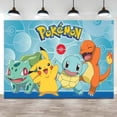 thumbnail image 2 of Fondo de fiesta de cumpleaños de Pokémon Pikachu, fondo de dibujos animados para baby shower, fotografía de pared, estudio fotográfico, pancarta decorativa para regalo de niño, 2 of 5