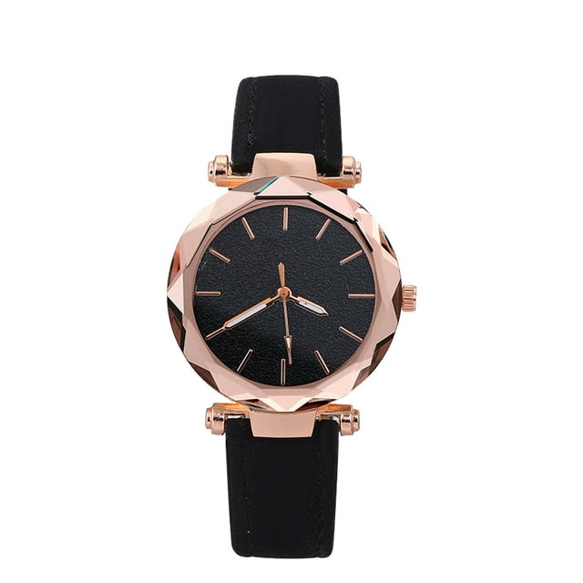 Reloj de cuarzo para mujer, relojes para mujer, reloj de cuarzo de moda informal para mujer, reloj con esfera centelleante y correa de cuero.