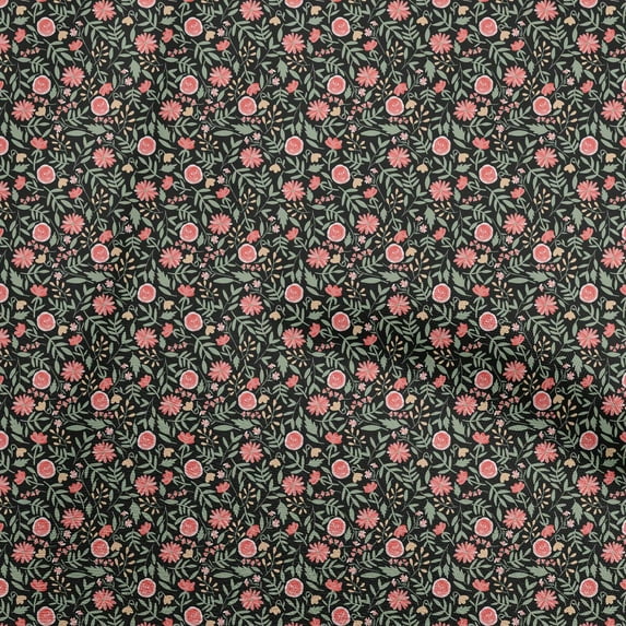 oneOone Cotton Cambric Dark Peach Fabric Floral Sewing Fabric By The Yard Printed Diy Clothing Sewing Supplies 42 Inch Wide