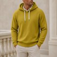 thumbnail image 2 of Ozmmyan Plus Size Mens Waffle Knit Hooded Long Sleeve Relaxed Fit Casual Pullover Hoodie Fall Winter, 2 of 8