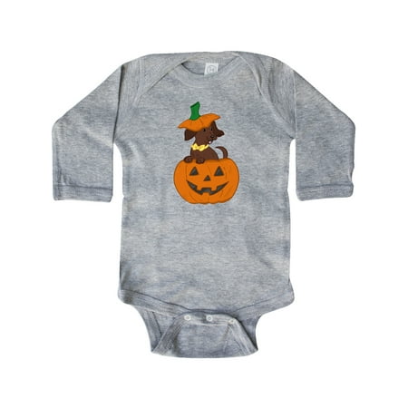 

Inktastic Halloween Dachshund Pumpkin Gift Baby Boy or Baby Girl Long Sleeve Bodysuit