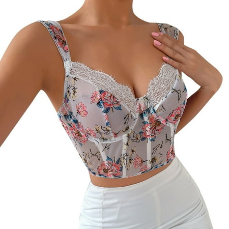 

Yubnlvae Women s Floral Lace Bustier Corset Party Bralet Crop Top