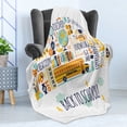 thumbnail image 4 of School Bus Soft Flannel Fleece Blanket, Creation Discovery Knowledge Experiment Art Reading Sport Doodle with Typography, Cozy Plush for Indoor and Outdoor Use, 50" x 60", Multicolor, by Ambesonne, 4 of 5