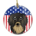 thumbnail image 1 of Bandera americana de Caroline's Treasures y adorno de cerámica de perro salchicha de pelo largo negro y tostado, multicolor Caroline's Treasures BB2143CO1, 1 of 1