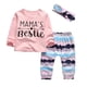 thumbnail image 1 of Kukitty Conjunto De 3 Piezas De Trajes Para Niña Mama'S Bestie, Camiseta De Manga Larga, Pantalones Estampados Con Diadema (3-6 Meses), 1 of 5