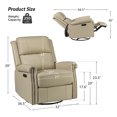 thumbnail image 6 of Genuine Leather Power Swivel Rocking Recliner Chair Set of 2 with USB Nailhead Trim for Living Room Bedroom Home Theater Beige, 6 of 9