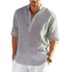 thumbnail image 3 of Men's Long Sleeved Linen Shirt, Cotton And Linen Casual Shirt, S-5xl Top, Brand New FreeL, 3 of 3