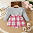 thumbnail image 3 of Adorable Toddler Girls Fall Outfits with Ruffle Long Sleeve Tops and Plaid Skirt, 3 of 9
