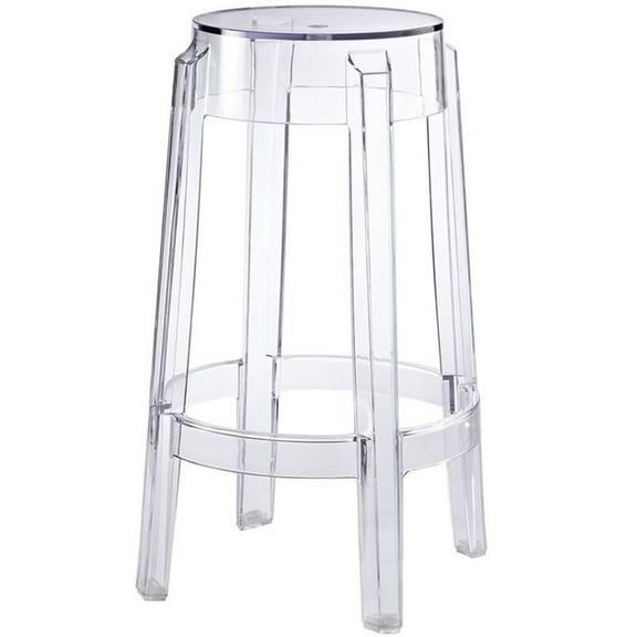 Hawthorne Collections 26.5" Contemporary Plastic Counter Stool in Clear