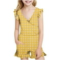 thumbnail image 2 of Girls Clothes Clearance under $5! Cagogo Tween Girls Jumpsuits Rompers Ruffle Sleeve Romper Shorts with Pockets Summer One Piece Swimsuit Playsuit Outfits for Girl 7-16 Years, 2 of 9