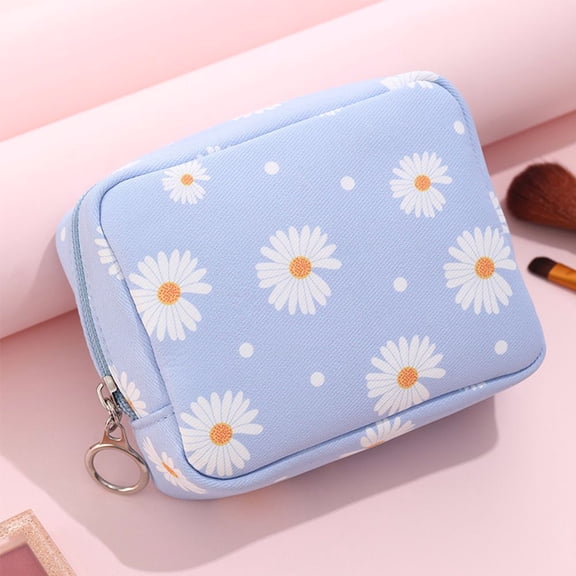 Cotton Portable Waterproof Coin Purse Fabric Organizer Pouch Sanitary Napkin Storage Bag Napkin Pad Tampon Bag Cosmetic Bag Hygiene Pad Storage PURPLE