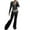 Black 2 pieces outfits, variant on Usmixi Holiday Tracksuits Set for Women Gold Velvet 2 Pieces Set for Women Open Zip Hooded Cropped Coat and Drawstring Flared Pant Outfits Sets Casual Solid Pocket Lounge Set up to 60% off