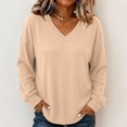 thumbnail image 6 of Tqcoqu Women's Ribbed V‑Neck Sweatshirt, Loose Long Sleeve Knit‑Like Pullover Casual Loungewear Top, 6 of 10
