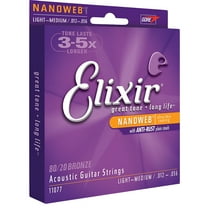 Elixir 11077 80/20 LIGHT/MEDIUM NANOWEB ACOUSTIC GUITAR STRINGS (.012-.056)