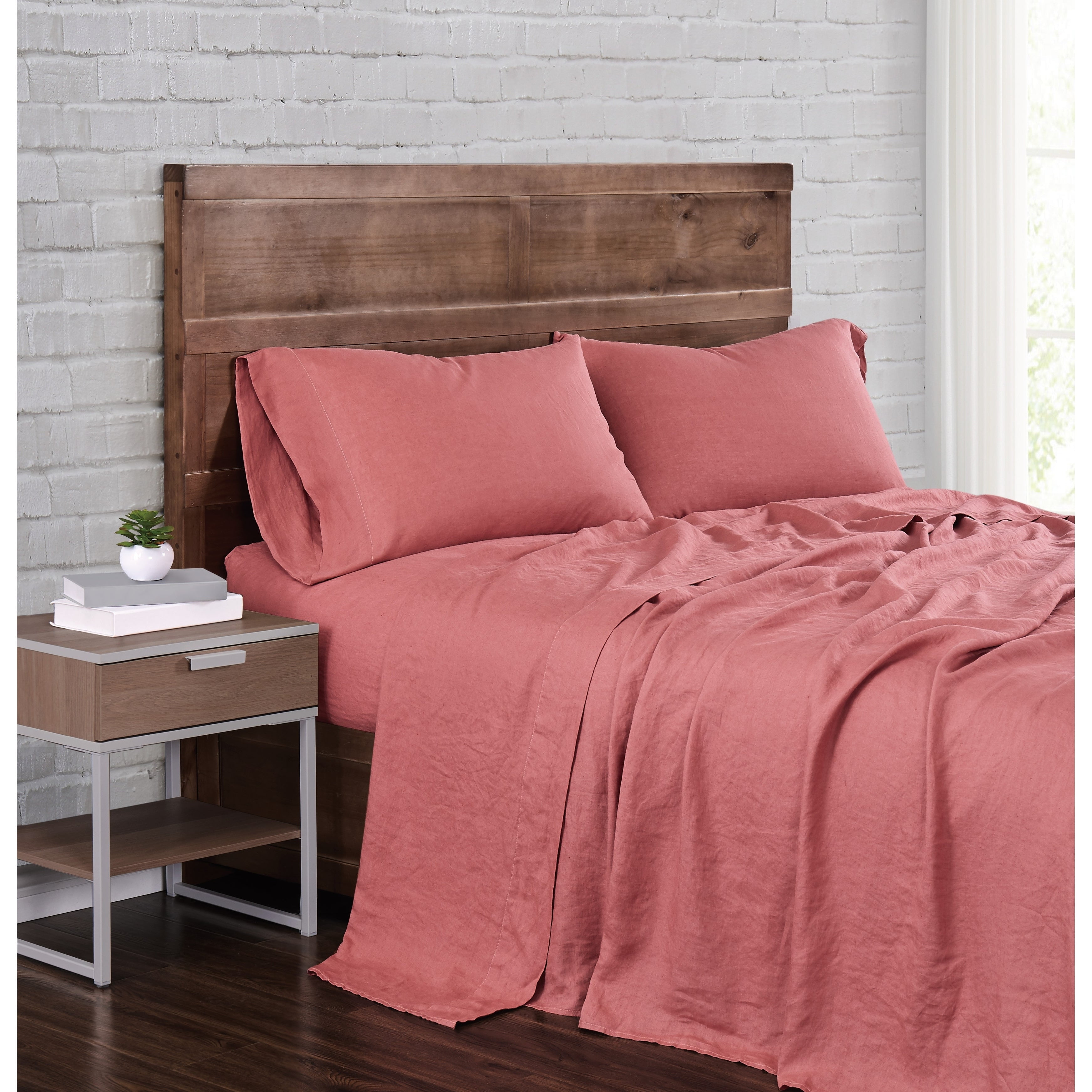 Brooklyn Loom 100 Natural Flax Linen 4piece Bed Sheet Set Walmart