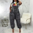 thumbnail image 2 of APEXFWDT Women's Loose Baggy Denim Overalls Adjusted Strap Casual Distressed Jumpsuit Rompers Women Jeans Cropped Pants Overalls Jumpsuits, 2 of 8