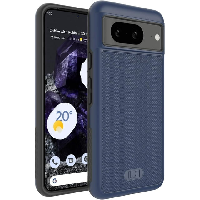 TUDIA MergeGrip Google Pixel 8 Étui Testé aux Essais Double Couche Robuste et Résistant - Bleu Indigo