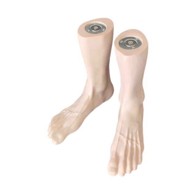 Bunblic PVC Mannequin Foot Feet Display Model,Flat Bottom,Support,Men Shoe Socks Male Foot Model for Retail Shop Socks Short Stocking brown