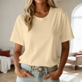 thumbnail image 2 of Razzly Men's Casual Short Sleeve T Shirt Round Neck Basic Tee Loose Fit Summer Top Comfortable Breathable Daily Wear for Women Compression Shirt Long Sleeve Womens Top Womens Loose Athletic(Beige,XL), 2 of 4