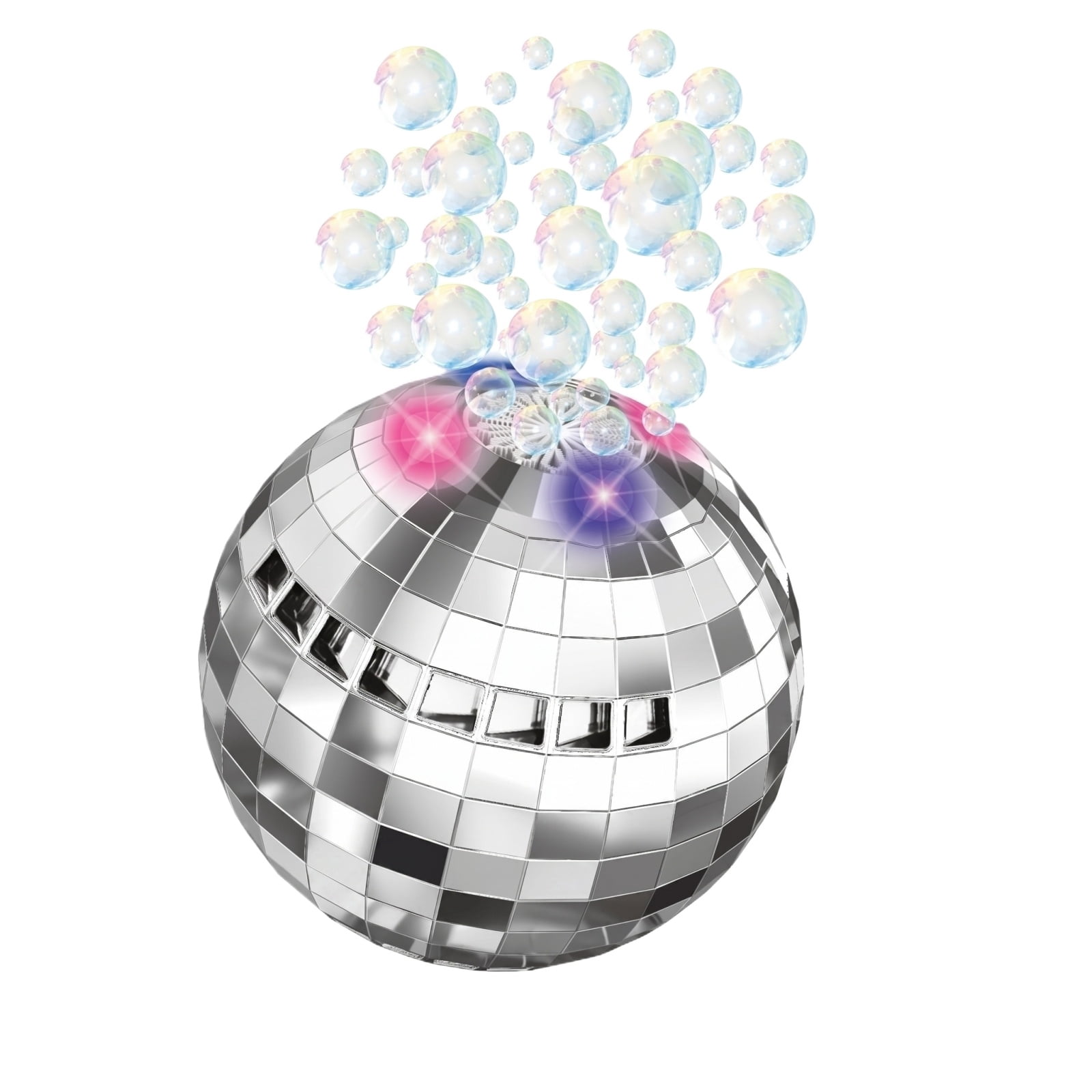 Disco Ball Bubble Machine with LED Lights Automatic Bubble Blower for Parties Outdoor Events and Celebration Decorations Includes 50ml Bubble Solution (Silver)