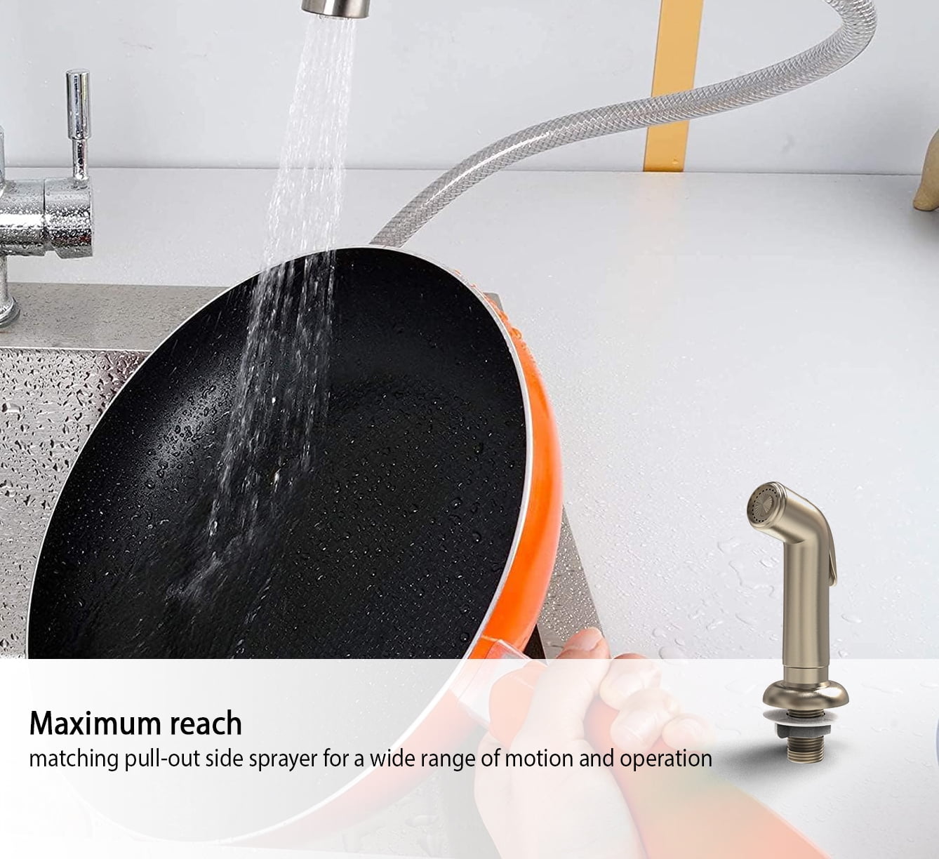WMF Metal Single Handle Kitchen Faucet with Side Spray, Silver