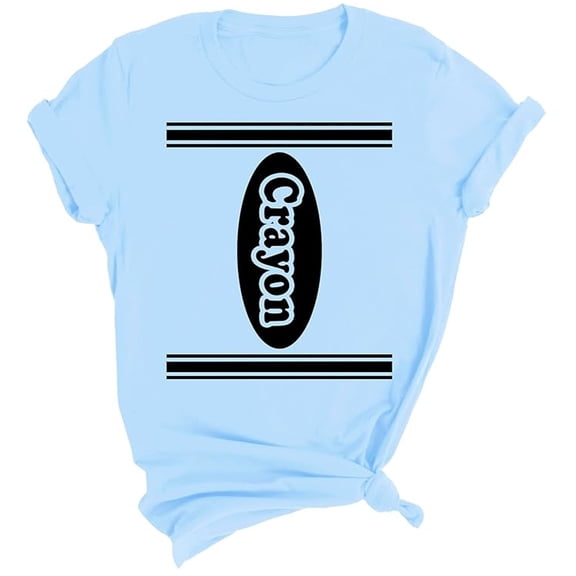 Rggeeun T-Shirts For Women Short Sleeve O-Neck Solid Color And Letter Printing Loose Top Shirt Cozy And Fashionable For Everyday Wear,Light Blue,L