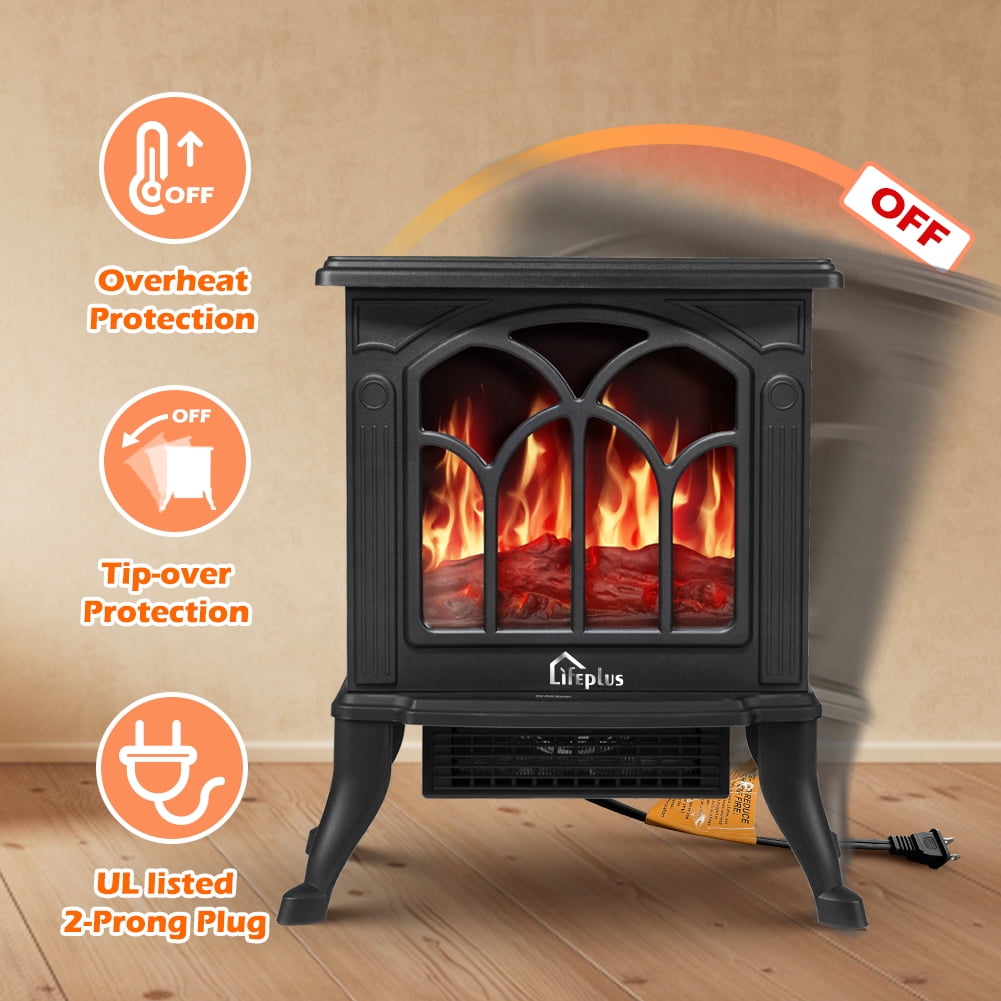 LifePlus Portable Electric Fireplace Heater Stove Freestanding Small Mini  Vintage for Indoor Use Home Decor Room 1500W, 18 - Walmart.com