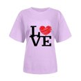 thumbnail image 1 of Pompotops T-shirt à Manches Courtes pour Femmes Imprimé Saint-Valentin Col Rond, 1 of 4