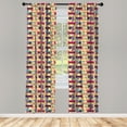 thumbnail image 2 of Ambesonne Cat Curtains, Colorful Robot Animals Plot, Pair of 28"x95", Dark Coral and Pastel Yellow, 2 of 4