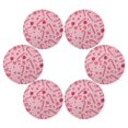thumbnail image 2 of 15.4" Round Placemat Set of 6 Polyester Fabric Place Mats Non-Slip Dining Kitchen Table Mats for Kitchen Party Decor Pink Candy Cane and Strawberry, 2 of 5