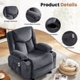 thumbnail image 4 of JMYMRY Recliner Chair with Vibration Massage and Heating for Living Room, Adjustable Rocker with Cup Holders and Side Pockets, USB Charge Port,Gray, 4 of 8