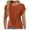 Orange, variant on Women's T-Shirts Casual Solid Color Round-Neck Rolled Short Sleeve Pullover Top Twist Tee Shirt XL