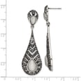 thumbnail image 5 of Stainless Steel Polished Marcasite Cat's Eye Post Dangle Earrings (55 X 18) Made In China sre886, 5 of 5