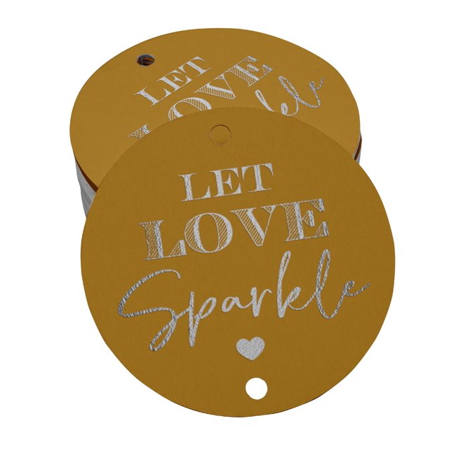 Inkdotpot Silver Foil Paper Hang Tags Let Love Sparkle Wedding Favor Tags 100 Pieces