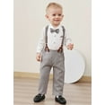 thumbnail image 4 of Baby Boy Clothes Suits 3-24 Months Gentleman Outfit Dress Romper Beret Hat Suspender Pants Tie Set, 4 of 14
