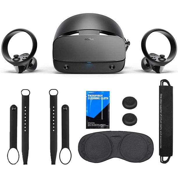 Oculus - Rift S PC-Powered VR Gaming Headset - Black, Two Wheel Adjustable Halo Headband, Motion Insight Tracking Sensor, with Knuckle Straps, Cleaning Cloth, Portable Pocket - Walmart.com