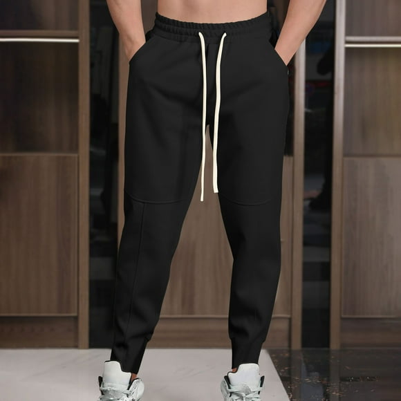 RXIRUCGD Pantalon Corset Athlétique Décontracté Ample à Taille Élastique pour Homme, Noir, Taille : L