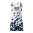 thumbnail image 4 of Mrat Womens Running Onesie Workout Rompers Printed Tank Dress Bodice Dress Elastic Stretch One-Piece Outfits Exercise Jumpsuits Solid Sleeveless Stretchy Athletic Gym Yoga Short Jumpsuit Blue XL, 4 of 4