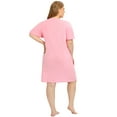 thumbnail image 4 of Women's Short Sleeve Nightgowns Lace Stitching Nightdress Large Size Sleepshirts Household Solid Color Summer Pajamas Dress Plus Size,Pink XL-4XL, 4 of 6