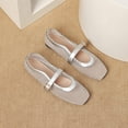 thumbnail image 4 of Mesh Mary Jane Ballet Flats Square Toe Adjustable Buckle Hollow Slip On Light Summer Casual Shoes Beach Sightseeing, 4 of 5