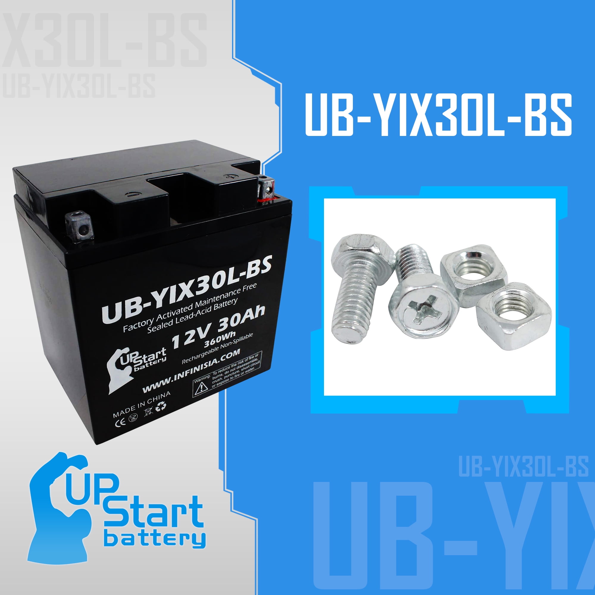 UB-YIX30L-BS Battery Replacement for 2006 Polaris Sportsman, Military 700 CC ATV - Factory Activated, Maintenance Free, Motorcycle Battery - 12V, 30AH, UpStart Battery Brand