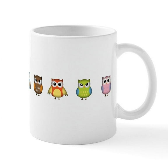 CafePress - Cute And Colorful Owls Mug - 11 oz Ceramic Mug - Novelty Coffee Tea Cup