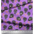 thumbnail image 3 of Soimoi Purple Heavy Satin Fabric Lollipop & Tribal Skull Printed Craft Fabric by the Yard 54 Inch Wide, 3 of 3