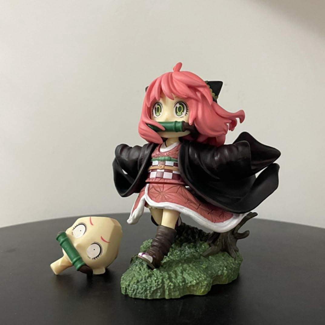 New Kamado Nezuko (Anya Forger Ver) Character Anime Model Statue Action Figures Desktop Ornament Popular Decorations Fan Souvenirs Creative Gift Collectable
