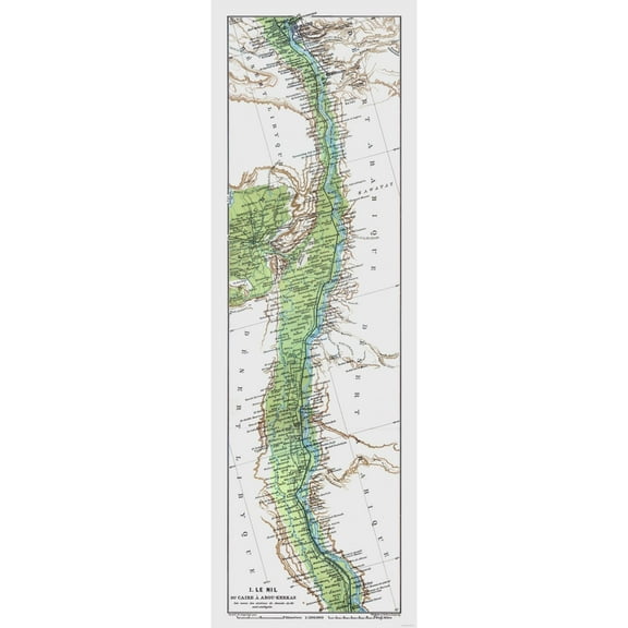 Historic Map - Cairo Abu Qurqas Egypt - Baedeker 1913 - 23 x 70.08 - Vintage Wall Art