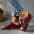 thumbnail image 6 of Women's Breathable Wedge Sandals Orthotic Arch Support Leather Slides Summer Casual Platform, 6 of 9